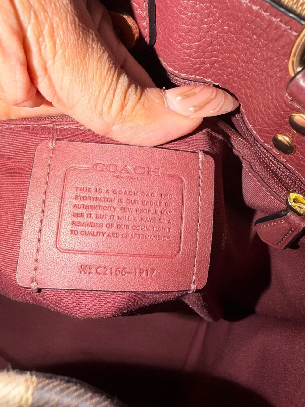 Coach Dempsey Tote 1917 Signature Jacquard Stripe Orange Burgundy